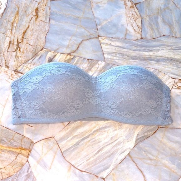 PINK Victoria's Secret Other - Victoria Secret Pink Very Sexy XS Grey Bra Top Strapless Bralette Lace Mesh